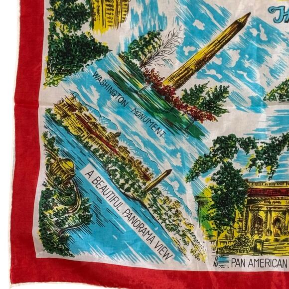 Vintage Washington DC 100% Rayon Made in Japan Souvenir Scarf - Picture 2 of 7